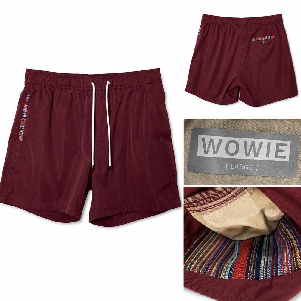 Wowie Nomad Hybrid Shorts 5” Men’s L Maroon UnLined Mid Rise Stretch